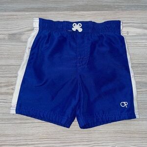 OP Baby Boys Swim Trunks 18 Months Blue White Stripe Mesh Lined Swim Shorts